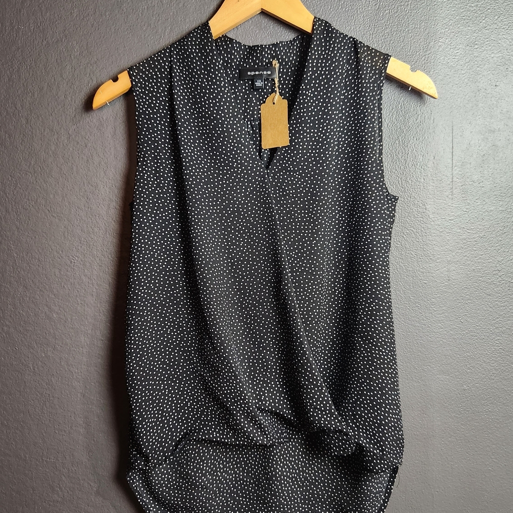 Black and White Polka Dot Sleeveless Top